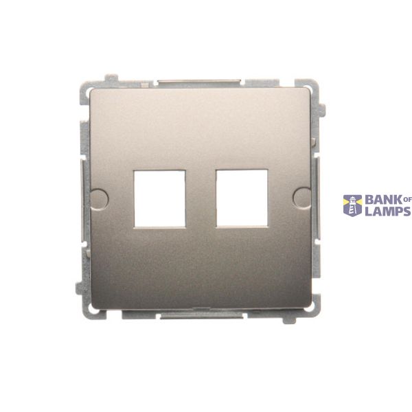 Double Keystone flat IT/telephone socket cover, (module), satin, metallized image 1