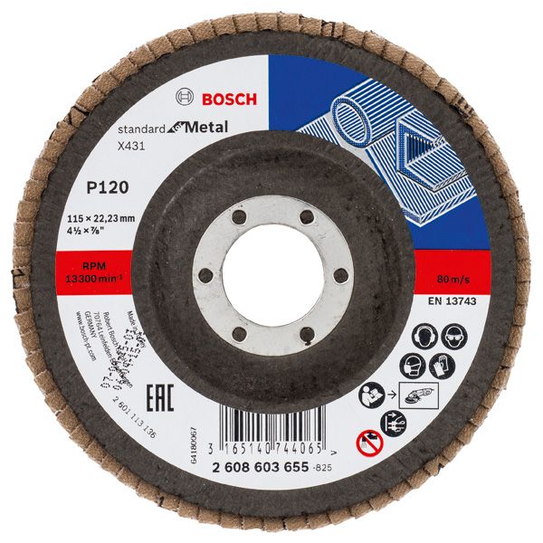 X431 flap disc, Standard for Metal 115 mm, 22.23 mm, 120 image 1
