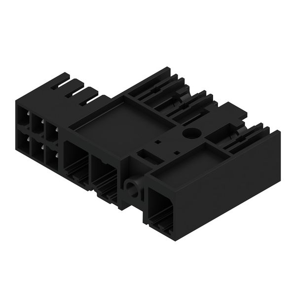 PCB plug-in connector, male header, closed side, Middle flange, THT solder connection, 7.62 mm, Number of poles: 3, 270°, Solder pin length (l): 3.5 mm, tinned, black, Box image 3