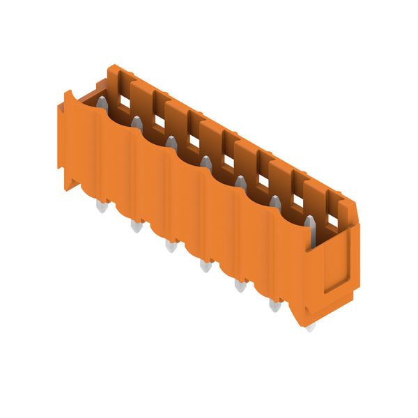PCB plug-in connector, male header, Dovetails for fixing blocks, THT solder connection, 5.00 mm, Number of poles: 7, 180°, Solder pin length (l): 3.2 mm, tinned, orange, Box image 4