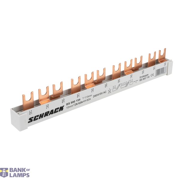 Busbar, 1x RCCB 4-pole, 8x MCB 1-pole, 11 MW, 10 mmý image 5
