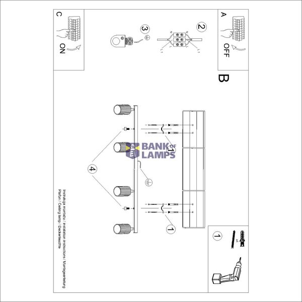 Ceiling lamp KARBON 4L pink image 4
