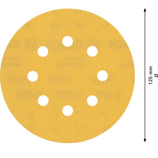 EXPERT C47 Sandpaper with 8 holes for Random Orbital Sanders 125 mm, G 4 5-pc image 1