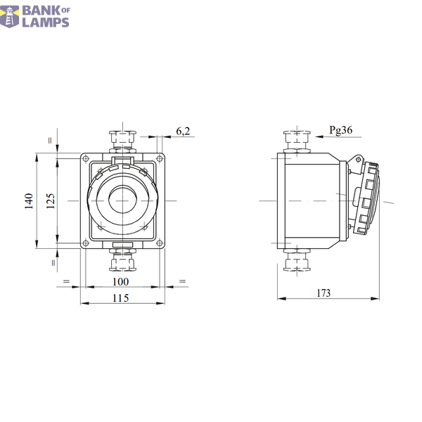 10° ANGLED SURFACE-MOUNTING SOCKET-OUTLET - IP67 - 3P+N+E 63A 480-500V 50/60HZ - BLACK - 7H - SCREW WIRING image 1