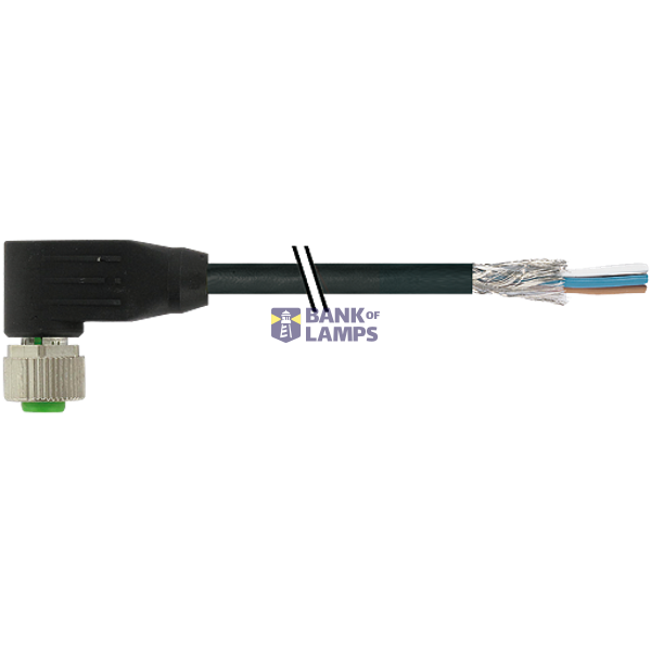 M12 female 90° A-cod. with cable shielded PVC 4x0.34 bk 40.0m image 2