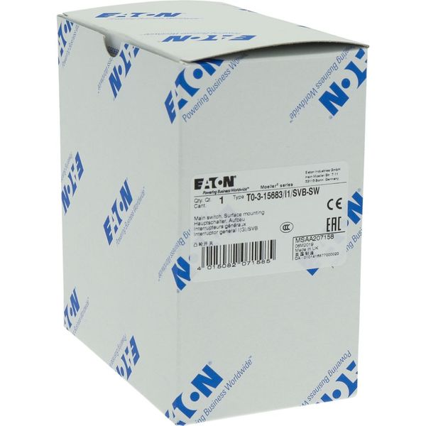 T0-3-15683/I1/SVB-SW Main switch, T0, 20 A, surface mounting, 3 contact unit(s), 3 pole, 2 N/O, 1 N/C, STOP function, With black rotary handle and locking ring, Lockable i image 35