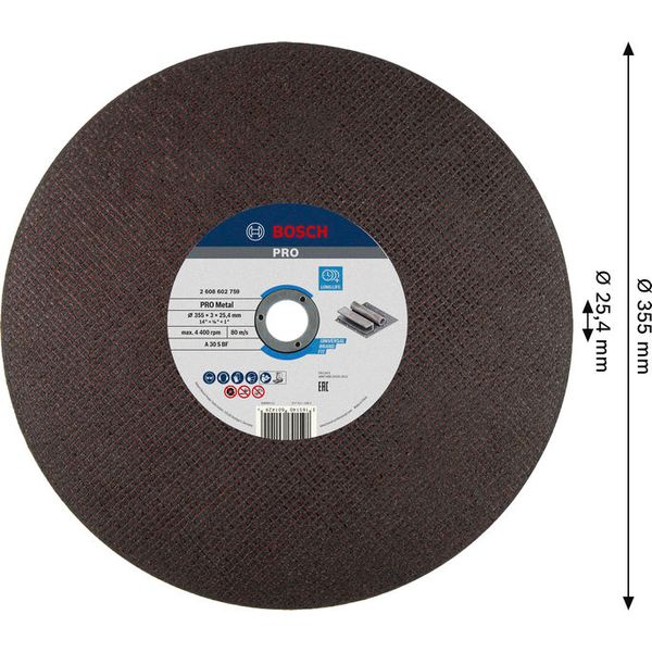 Metal straight cutting disc A 30 S BF, 355 mm, 25,40 mm, 3,1 mm image 3