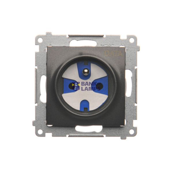 DATA single socket outlet with socket access element, (module), 16A, 250V, Screw, anthracite, metalic image 1
