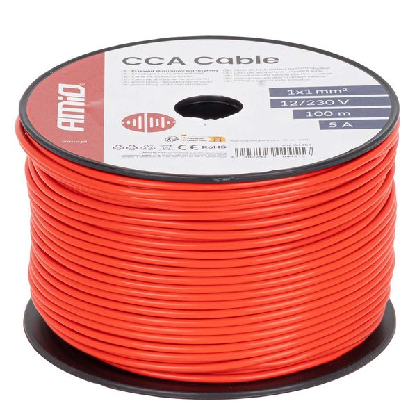 CCA Cable 1x1mm2 100m 5A 12/230V AMIO-04451 image 1