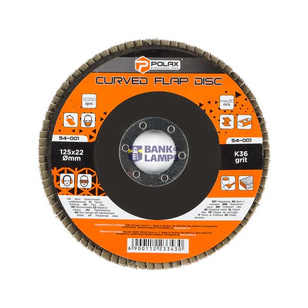 Curved Flap disc 125 * 22мм Abrasive grit K36 image 1