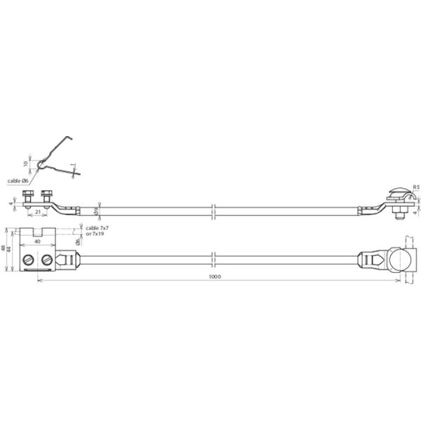 Conn. set f. safety rope systems 16mm² L 1000mm Cu, lug D 6mm StSt f.  image 2