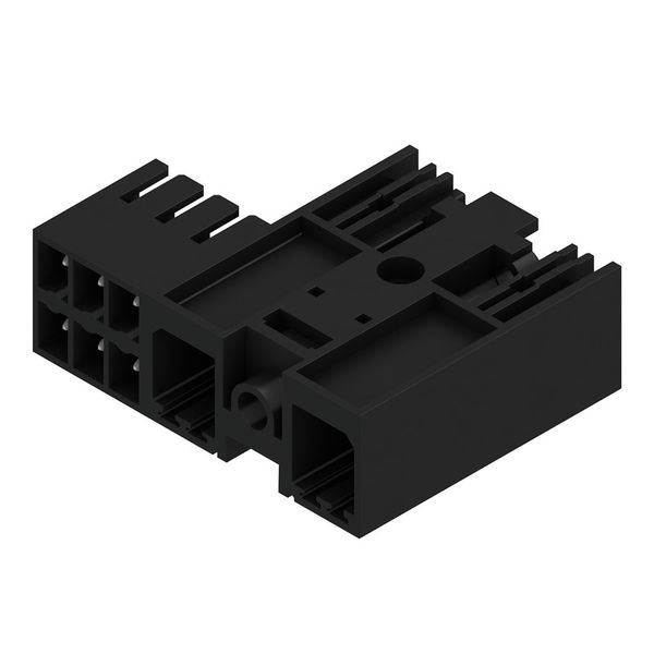 PCB plug-in connector, male header, closed side, Middle screw flange, THT solder connection, 7.62 mm, Number of poles: 2, 270°, Solder pin length (l): 3.5 mm, tinned, black, Box image 4