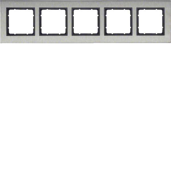 Frame 5gang hor., B.7, stainless steel/ant. matt, metal brushed image 1