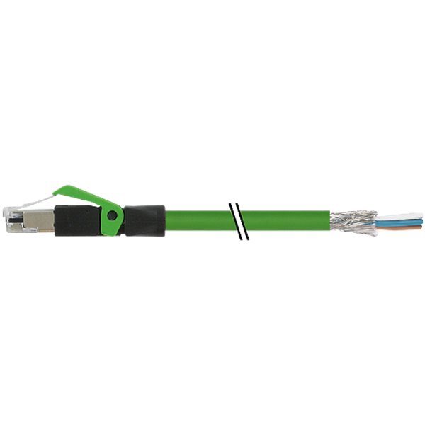 RJ45 male 0° with cable shielded PUR 1x4xAWG22 shielded gn UL/C 31.0m image 1
