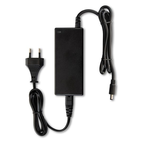 Power adapter 60W, DC12V/5A, IP20, black plastic, with plug image 1