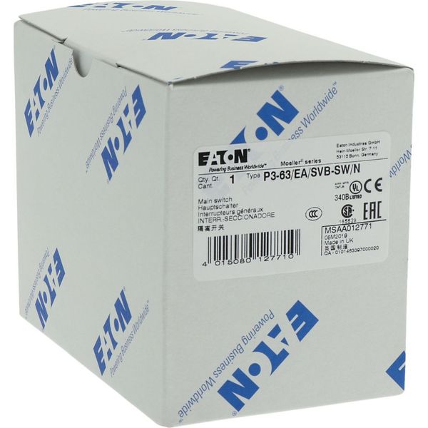 P3-63/EA/SVB-SW/N Main switch, P3, 63 A, flush mounting, 3 pole + N, STOP function, With black rotary handle and locking ring, Lockable in the 0 (Off) position image 26