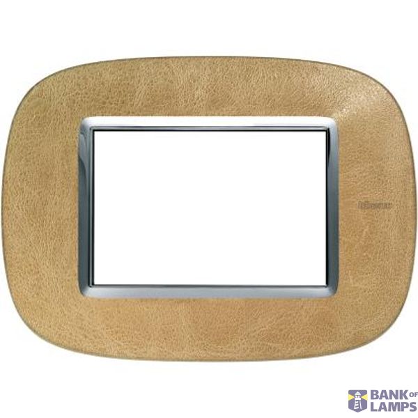 BTicino HB4803SLC Axolute - 3-module sand leather plate image 1