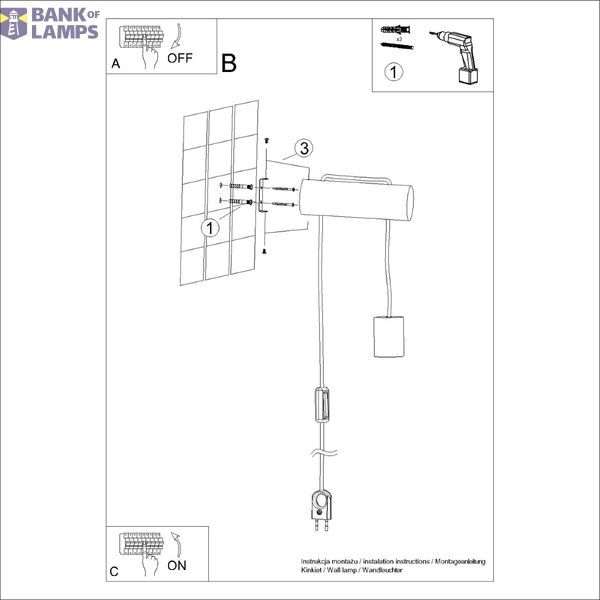 LOFT STYLE WALL LAMP FROM THE NIMBI SERIES WITH A SWITCH AND E27 THREAD image 5