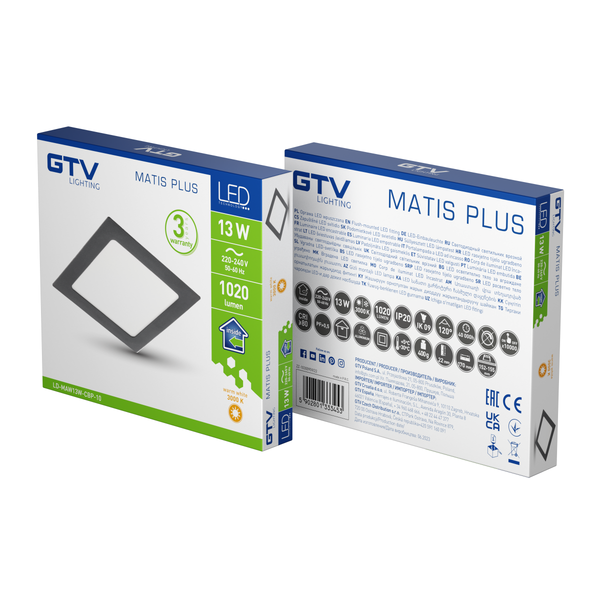 LED luminaire MATIS PLUS, 13 W, 1020 lm, IP20, AC220-240V, 50/60 Hz, 120°, 3000K, recessed, black image 2