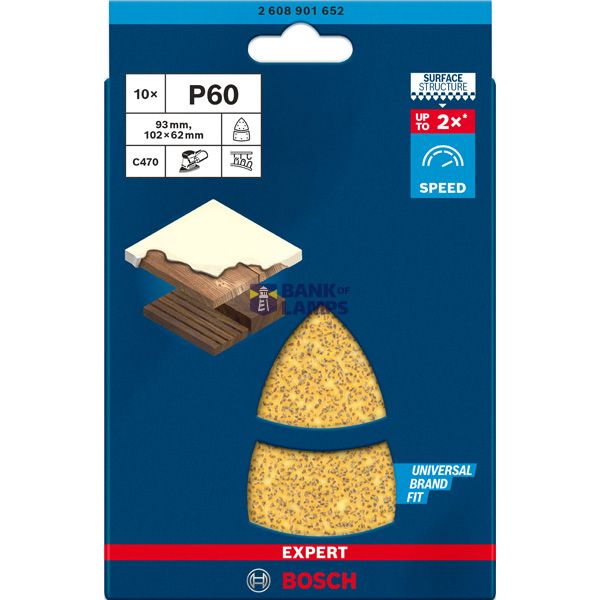 EXPERT C470 Sandpaper 102 x 62/93 mm, G 60, 10-pc image 2