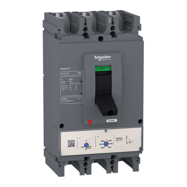 circuit breaker EasyPact CVS400N, 50 kA at 415 VAC, 320 A rating thermal magnetic TM-D trip unit, 3P 3d image 4