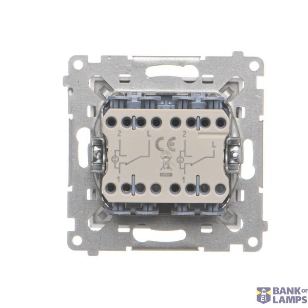 Double intermediate switch illuminated without pictogram, (module), Simon 24, IP20, 10AX, black matt image 2