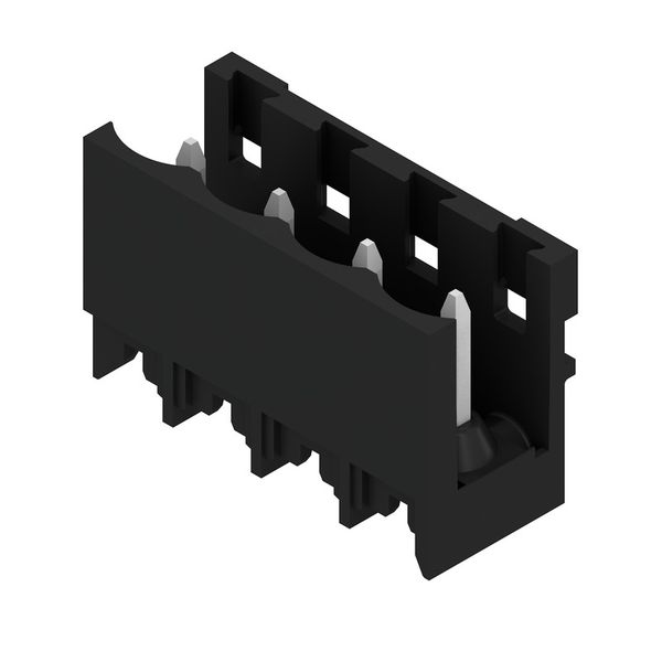 PCB plug-in connector, male header, open side, THT/THR solder connection, 5.00 mm, Number of poles: 4, 180°, Solder pin length (l): 1.5 mm, tinned, black, Tape image 5
