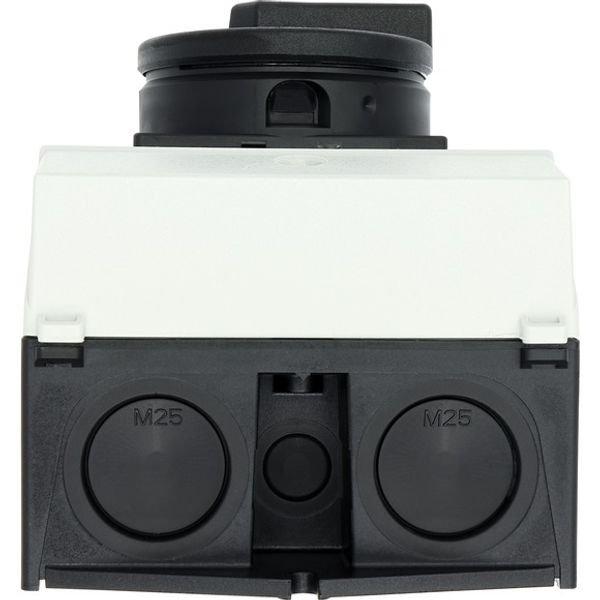 P1-32/I2/SVB-SW/HI11 Main switch, P1, 32 A, surface mounting, 3 pole, 1 N/O, 1 N/C, STOP function, With black rotary handle and locking ring, Lockable in the 0 (Off) posit image 2