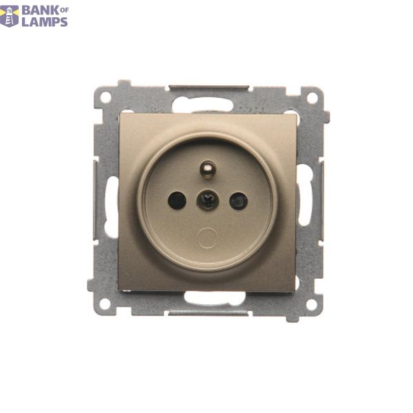 Socket outlet with earthing and shutters, (module), 16A, 250V, quick connection, Gold matt, metalic image 1