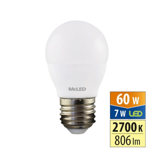 LED bulb drop 7W, E27, 2700K, CRI80, 200°, 360° 806lm image 1