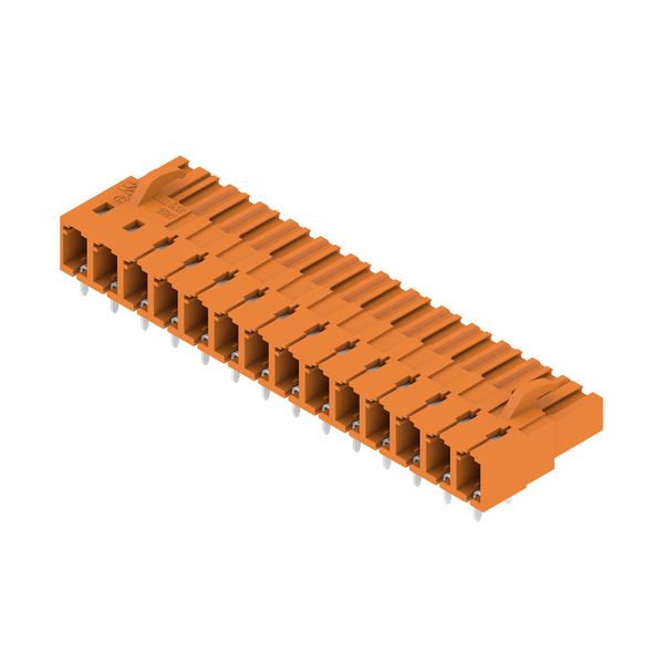 PCB plug-in connector, female header, closed side, THT solder connection, 5.08 mm, Number of poles: 14, 90°, Solder pin length (l): 3.2 mm, tinned, orange, Box image 4