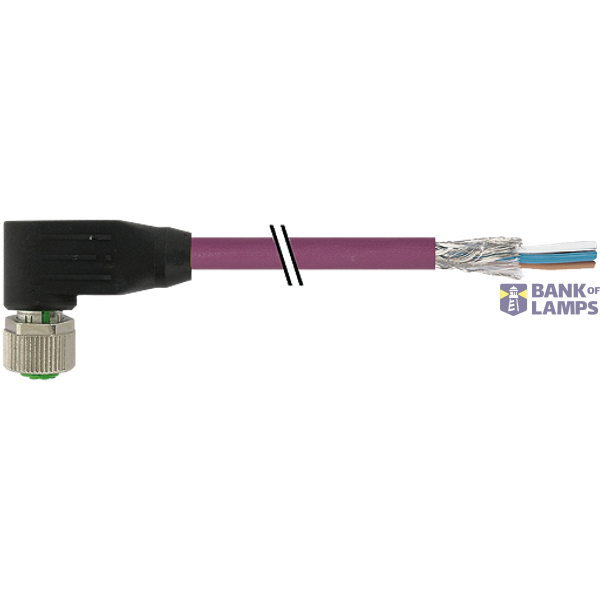 M12 female 90° A-cod. with cable PUR AWG24+22 vt 6m image 1
