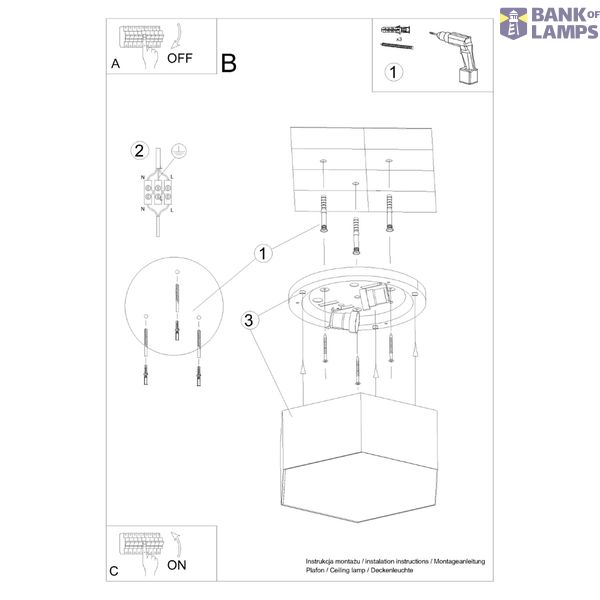CEILING LAMP SUNDE 15 BLACK E27 2X60W IP20 image 7