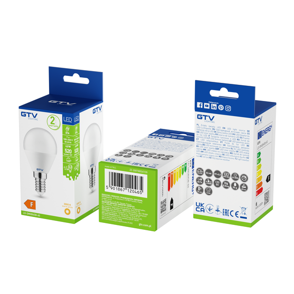 LED Bulb E14, B45B, 6 W, 520 lm, 3000K, AC180-250V, 160° image 3