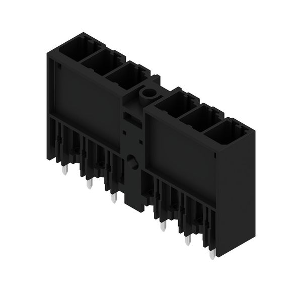 PCB plug-in connector, male header, closed side, Middle flange, THT solder connection, 7.62 mm, Number of poles: 6, 180°, Solder pin length (l): 3.5 mm, tinned, black, Box image 2