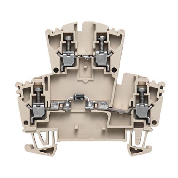 Component terminal block, Screw connection, dark beige, 2.5 mm², 400 V, 400 V, Number of connections: 4, Number of levels: 2, TS 35 image 1
