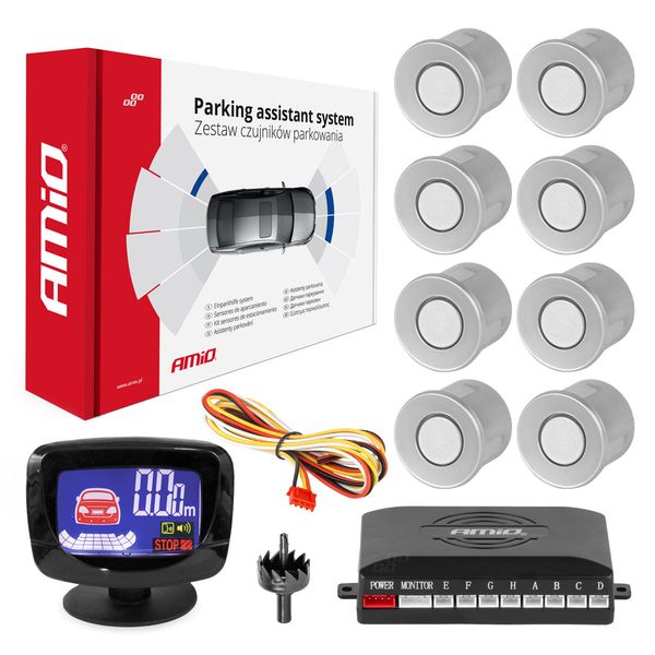 Parking assistant system LED-GRAF 8 sensor silver image 1