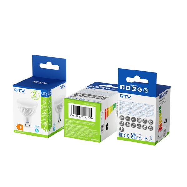 LED  bulb, A-G, SMD 2835, 6400K, GU10, 5,6W, AC180-250V, 50-60Hz, 120°, 410lm, 49mA image 2