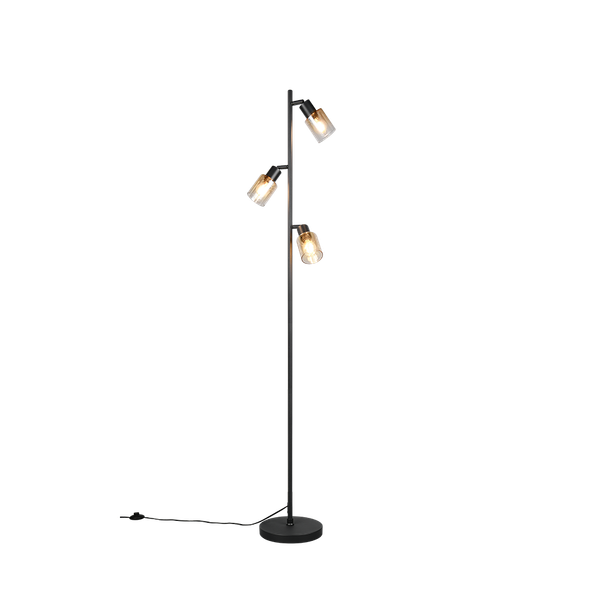 Cadiz floor lamp 3-pc E14 matt black/amber image 1