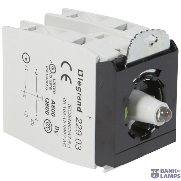 Osmoz block sub-assemblies - for illuminated head - 2 NO/NC - white - 12-24 V~/= image 2