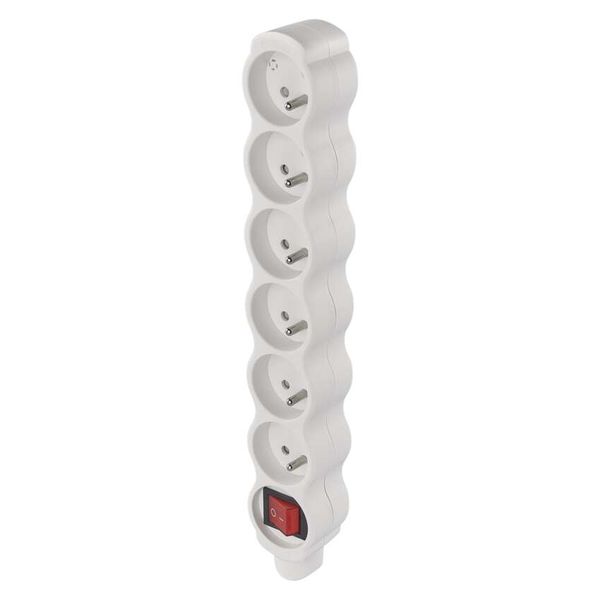 Power Strip without cable 6 sockets with switch, white image 1