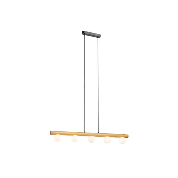 NOCTIS pendant wood/opal-colored glass 230V LED G9 5x7W image 1