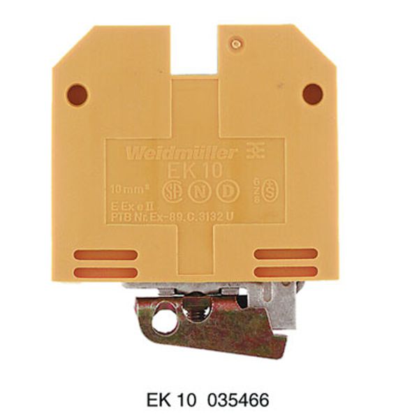 PE terminal, Screw connection, yellow, green, 10 mm², 800 V, Number of connections: 2, Number of levels: 1, TS 32, V-2, PA 66 image 1