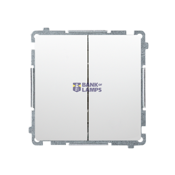 Double two-way switch without pictogram, (module), 10AX, Screw, white image 1