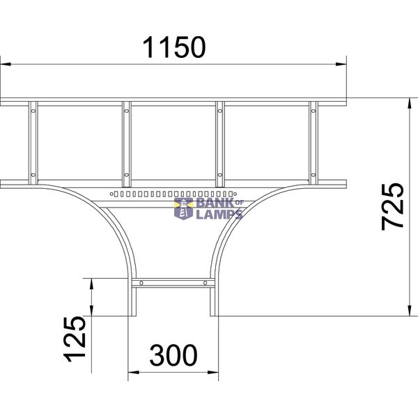 T piece for cable ladder 110x300 Steel Hot-dip galvanised zinc image 2