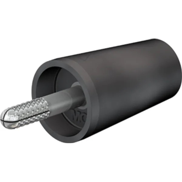 Screw-clamping adapter, 4 mm plug, spreadable to 4 mm socket, black, CAT II, 24.0161-21 image 1