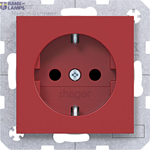 SCHUKO wall socket, Safety Plus, plug-in type, A.x/C.x, glossy red image 1