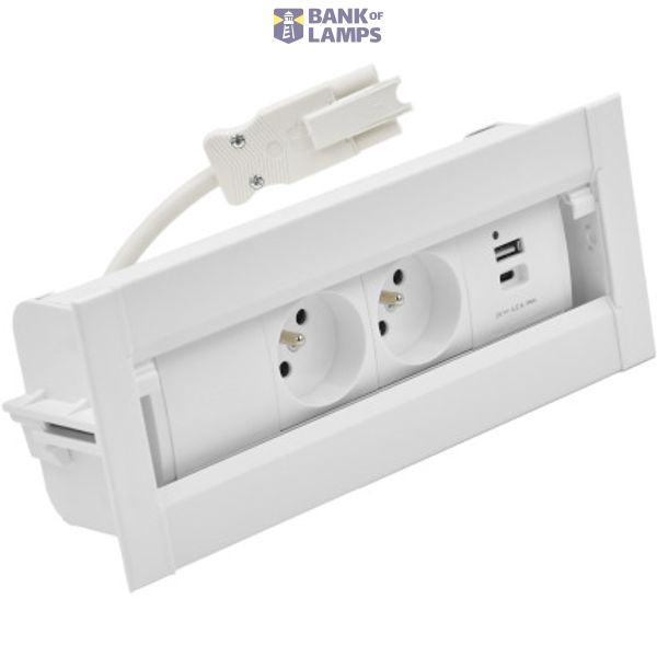 Mediaport Spinner: 2x250V E type + USB A+C charger, Wieland quick connector; white image 1
