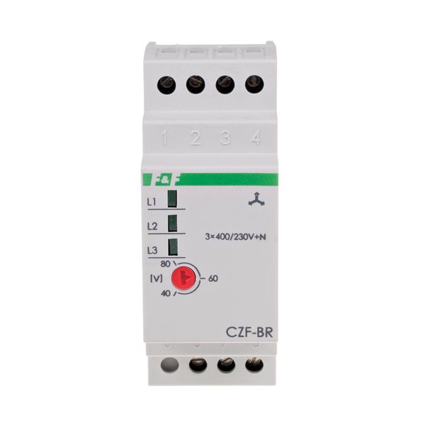 Phase loss and asymmetry sensor with adjustable asymmetry threshold, tRUE rms, DIN rail mounting image 2