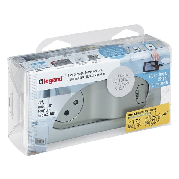 KIT CHARGEUR USB/2P+T ALU SEMI-ENC CELIANE image 7